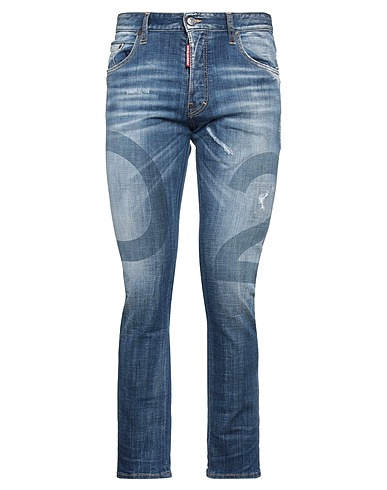 DSQUARED2 Denim trousers Blue 98% Cotton, 2% Elastane, Bovine leather
