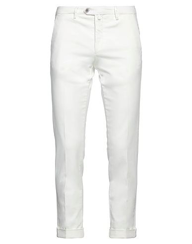B SETTECENTO Casual trouser White 97% Cotton, 3% Elastane