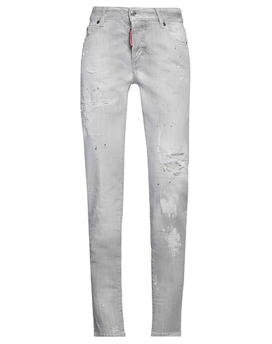DSQUARED2 Denim trousers Light grey 92% Cotton, 6% Elastomultiester, 2% Elastane, Bovine leather