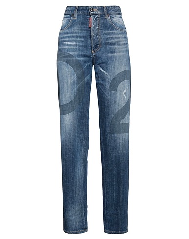 DSQUARED2 Denim trousers Blue 98% Cotton, 2% Elastane, Bovine leather