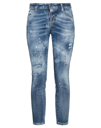 DSQUARED2 Denim trousers Blue 92% Cotton, 6% Elastomultiester, 2% Elastane, Cow leather