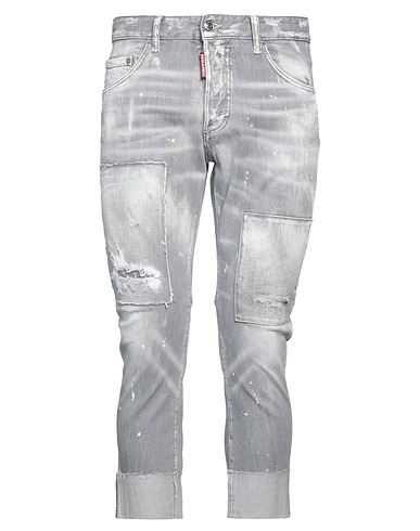 DSQUARED2 Denim trousers Grey 98% Cotton, 2% Elastane, Bovine leather