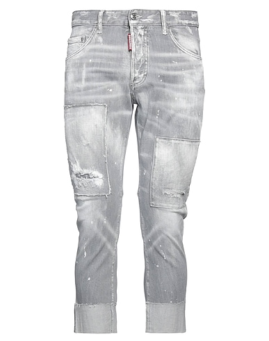 DSQUARED2 Denim pants GRIGIO 98% Cotton, 2% Elastane, Cow leather