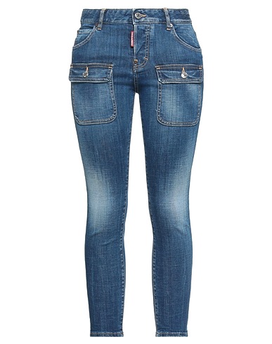 DSQUARED2 Denim trousers Blue 98% Cotton, 2% Elastane, Bovine leather