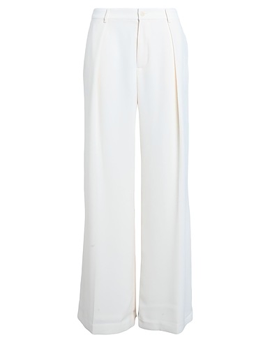 LAUREN RALPH LAUREN クラシックパンツ DOUBLE-FACE GEORGETTE WIDE-LEG PANT
 オフホワイト ポリエステル 100%