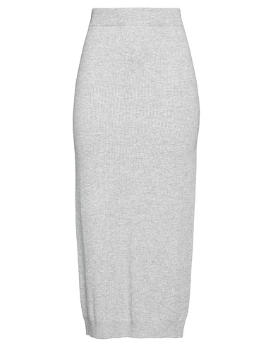 BRUNELLO CUCINELLI Midi skirt Light grey 60% Virgin Wool, 30% Cashmere, 10% Silk