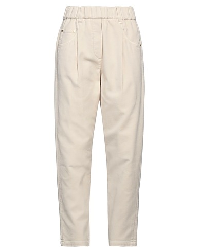 BRUNELLO CUCINELLI Casual trouser Cream 99% Cotton, 1% Elastane, Brass