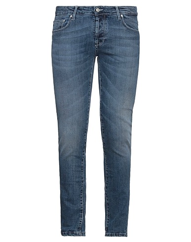 DANIELE ALESSANDRINI HOMME Denim trousers Blue 99% Cotton, 1% Elastane