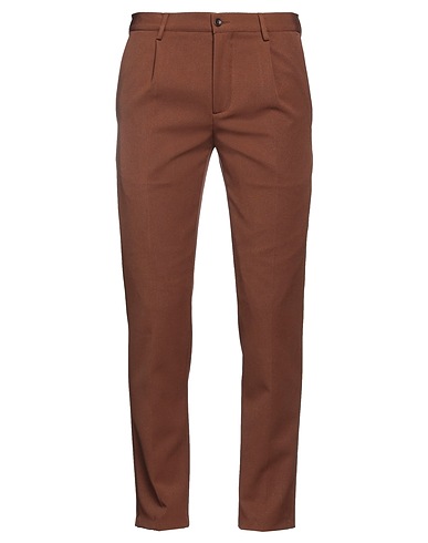 DANIELE ALESSANDRINI HOMME Casual trouser Brown 92% Polyester, 8% Elastane