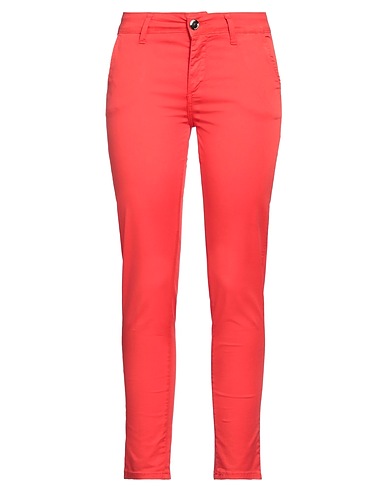 SISTE'S Casual trouser Tomato red 98% Cotton, 2% Elastane