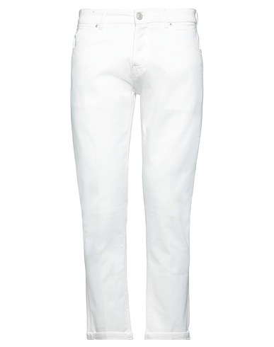 PT Torino Denim trousers White 98% Cotton, 2% Elastane