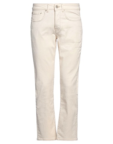 DEVORE INCIPIT Denim pants Ivory 98% Cotton, 2% Elastane
