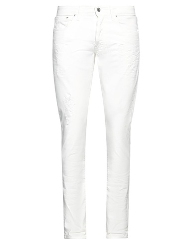 LIU •JO MAN Denim trousers White 98% Cotton, 2% Elastane