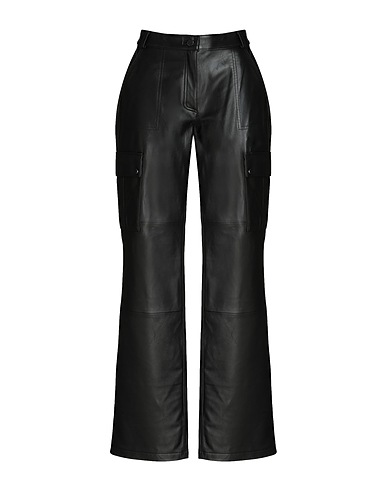 8 by YOOX Casual trouser LEATHER CARGO SLIM-FIT PANTS Black 100% Lambskin