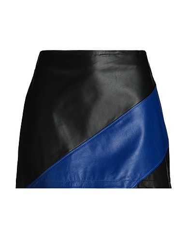 8 by YOOX Mini skirt LEATHER COLOR-BLOCK MINI SKIRT Black 100% Lambskin