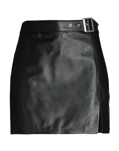 8 by YOOX Mini-jupe LEATHER MINI SKIRT Noir 100% Cuir d'agneau