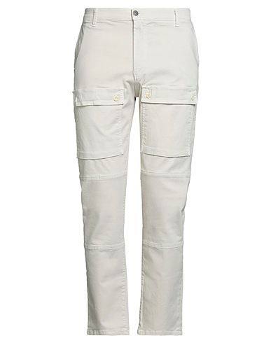 GREY DANIELE ALESSANDRINI Cargo Ivory 98% Cotton, 2% Elastane