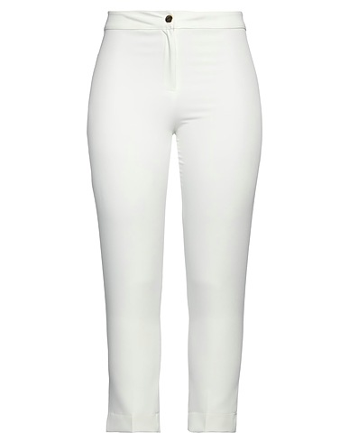 THINK Pantalone Bianco 86% Poliestere, 14% Elastan