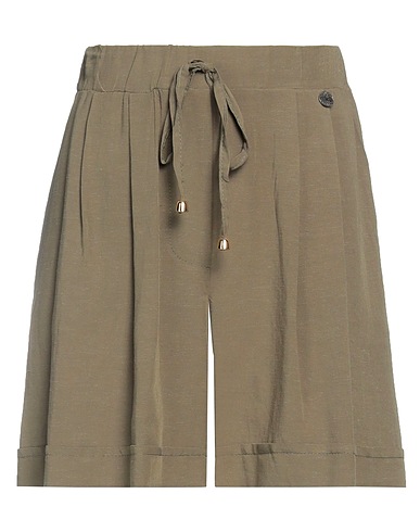 TAKE-TWO Shorts & Bermuda Military green 80% Viscose, 20% Linen