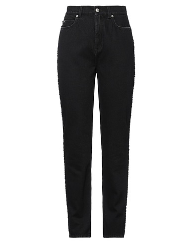 MCQUEEN Denim pants Black 100% Cotton, Calfskin