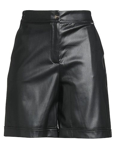 LIU •JO Shorts & Bermuda Black 100% Polyester, Polyurethane resin
