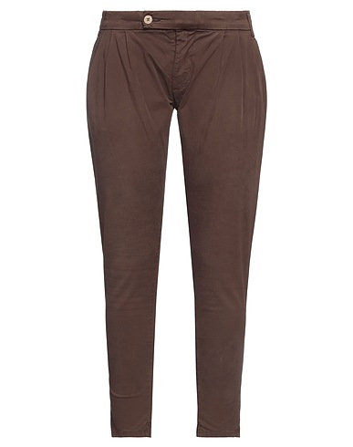 MANILA GRACE Casual trouser Chocolate brown 97% Cotton, 3% Elastane