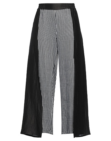STAGNI47 Pantalone Nero 88% Lino, 12% Poliammide