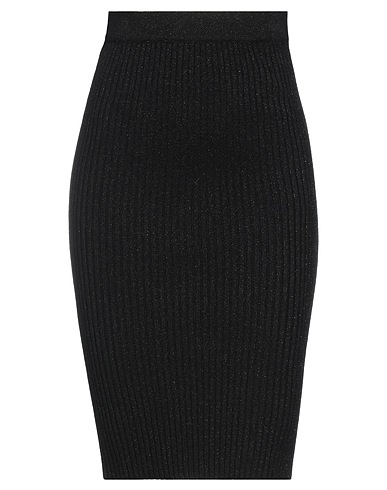 GUESS Midi skirt Black 43% Viscose, 20% Metallic fiber, 20% Polyester, 17% Polyamide
