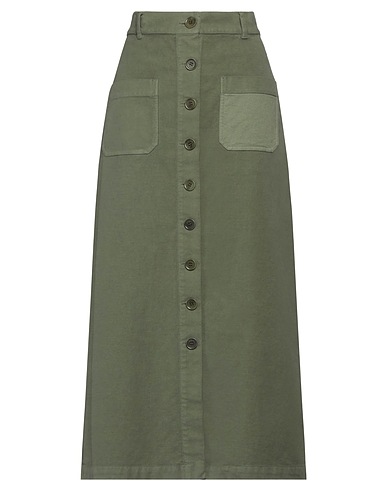 ASPESI Maxi Skirts Military green 97% Cotton, 3% Elastane