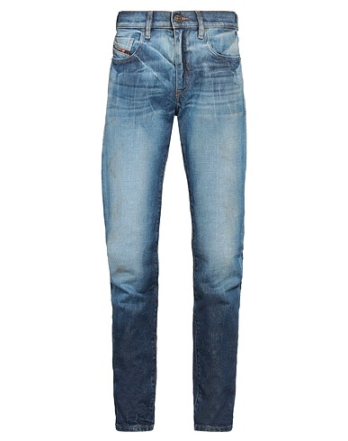 DIESEL Denim trousers Blue 99% Cotton, 1% Elastane, Bovine leather