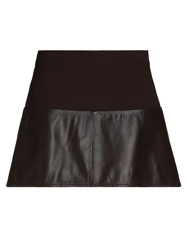 MAX&Co. Mini skirt Dark brown 67% Viscose, 28% Polyamide, 5% Elastane, Ovine leather