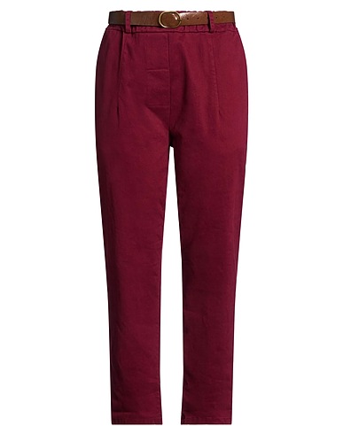 TENSIONE IN Casual trouser Burgundy 97% Cotton, 3% Elastane