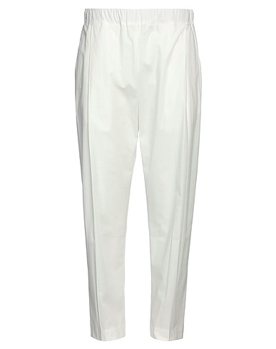 LANEUS Casual pants Off white 97% Cotton, 3% Elastane