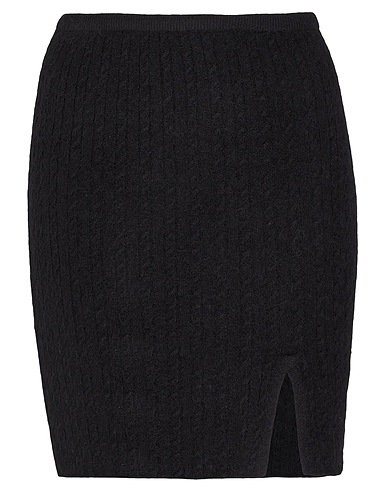 8 by YOOX Mini skirt MOHAIR BLEND CABLE KNIT MINI SKIRT
 Black 36% Recycled polyamide, 29% Mohair wool, 25% Wool, 6% Polyamide, 4% Elastane