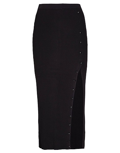 8 by YOOX Midi skirt VISCOSE BLEND RIBBED KNIT MIDI SKIRT
 Black 80% Viscose, 20% Recycled polyamide
