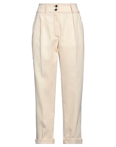 PESERICO Denim trousers Beige 98% Cotton, 2% Elastane