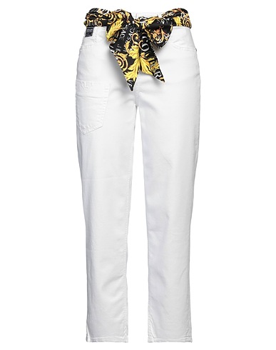VERSACE JEANS COUTURE Denim trousers White 98% Cotton, 2% Elastane