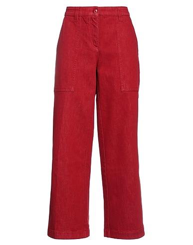 JACOB COHЁN Denim trousers Red 98% Cotton, 2% Elastane