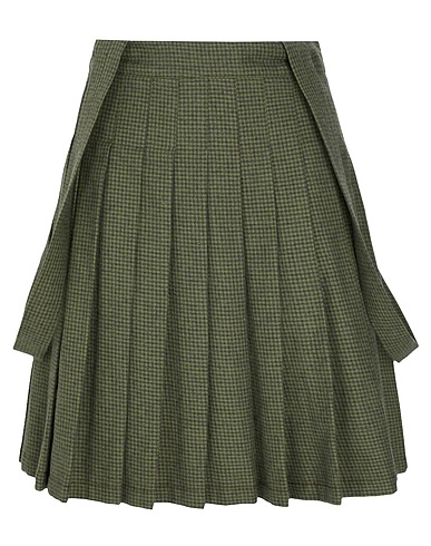 8 by YOOX Mini skirt MICROCHECK MINI SKIRT WITH SUSPENDERS
 Sage green 100% Cotton