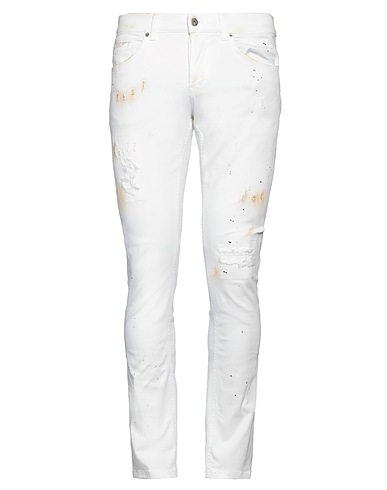 DONDUP Denim pants White 88% Cotton, 7% Elastomultiester, 5% Elastane