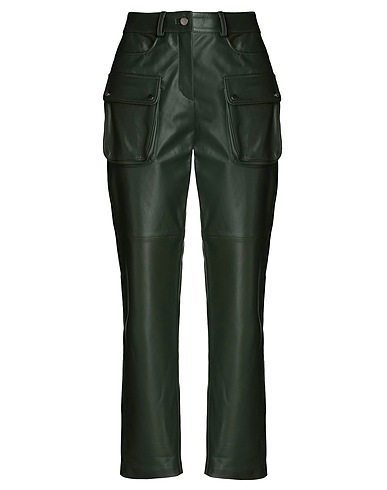 8 by YOOX Casual trouser LEATHER SLIM-FIT CARGO PANTS
 Dark green 100% Lambskin