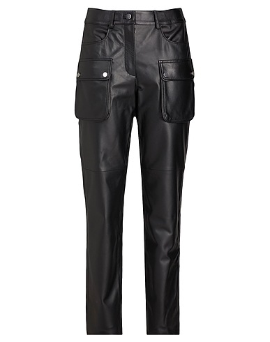 8 by YOOX Casual trouser LEATHER SLIM-FIT CARGO PANTS
 Black 100% Lambskin