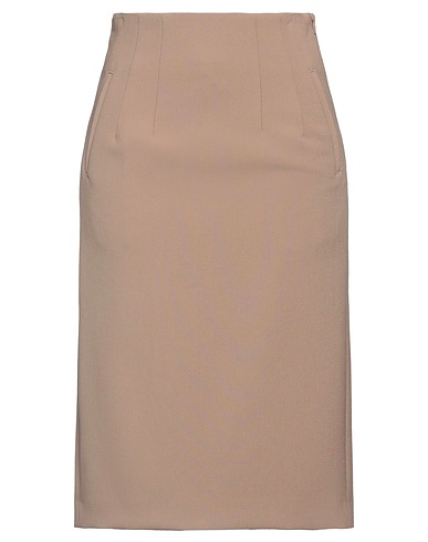 PESERICO Midi skirt Khaki 64% Polyester, 27% Viscose, 6% Cotton, 3% Elastane