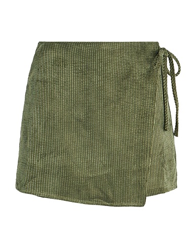 8 by YOOX Shorts & Bermuda ORGANIC COTTON CORDUROY WRAP MINI SKIRT
 Military green 97% Organic cotton, 3% Elastane