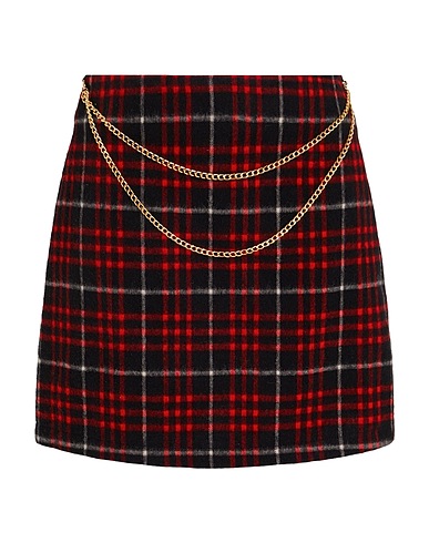 8 by YOOX Mini skirt WOOL-BLEND CHAIN DETAIL MINI SKIRT
 Red 70% Wool, 15% Polyamide, 15% Polyester