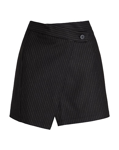 8 by YOOX Mini skirt PINSTRIPED COTTON TWILL MINI SKIRT Black 69% Viscose, 29% Virgin Wool, 2% Elastane