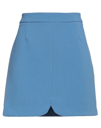 BIANCOGHIACCIO Mini skirt Pastel blue 78% Polyester, 17% Viscose, 5% Elastane