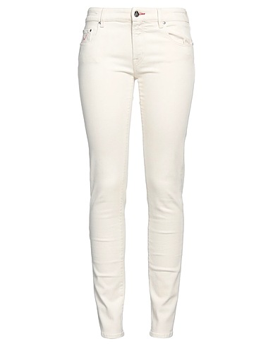 JACOB COHЁN Denim trousers Ivory 98% Cotton, 2% Elastane