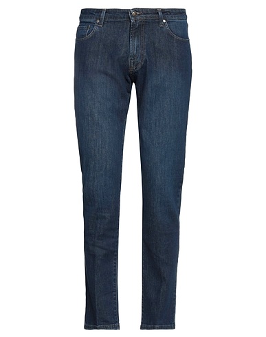 4/10 FOUR.TEN INDUSTRY Denim trousers Blue 99% Cotton, 1% Elastane