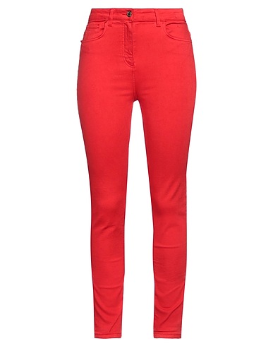 ELISABETTA FRANCHI Denim trousers Red 92% Cotton, 6% Elastomultiester, 2% Elastane
